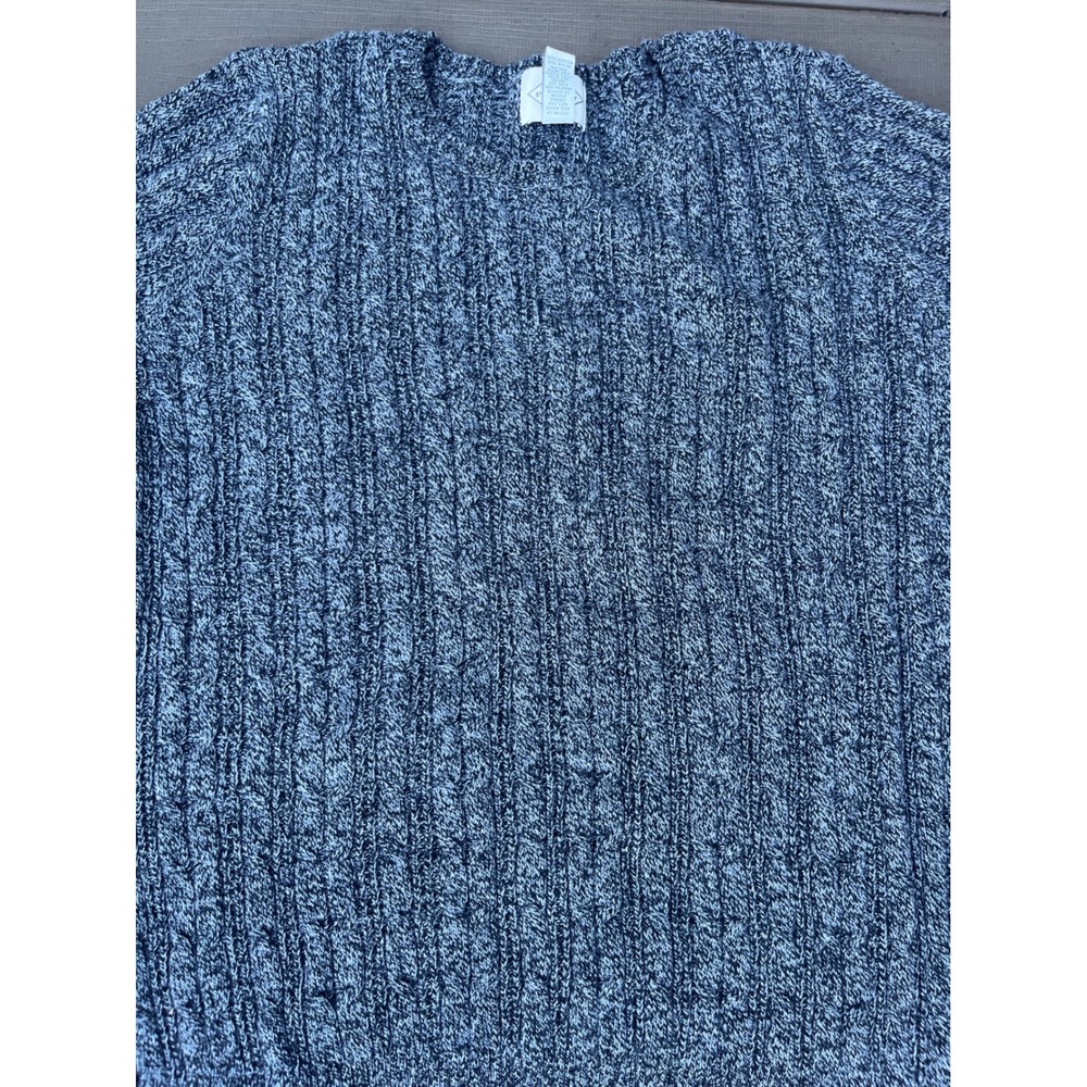 St Johns Bay Mens XXL Navy Blue Marled Cable Knit Crewneck Sweater Long Sleeve